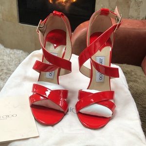 Jimmy Choo Xenia Flame strappy stilettos